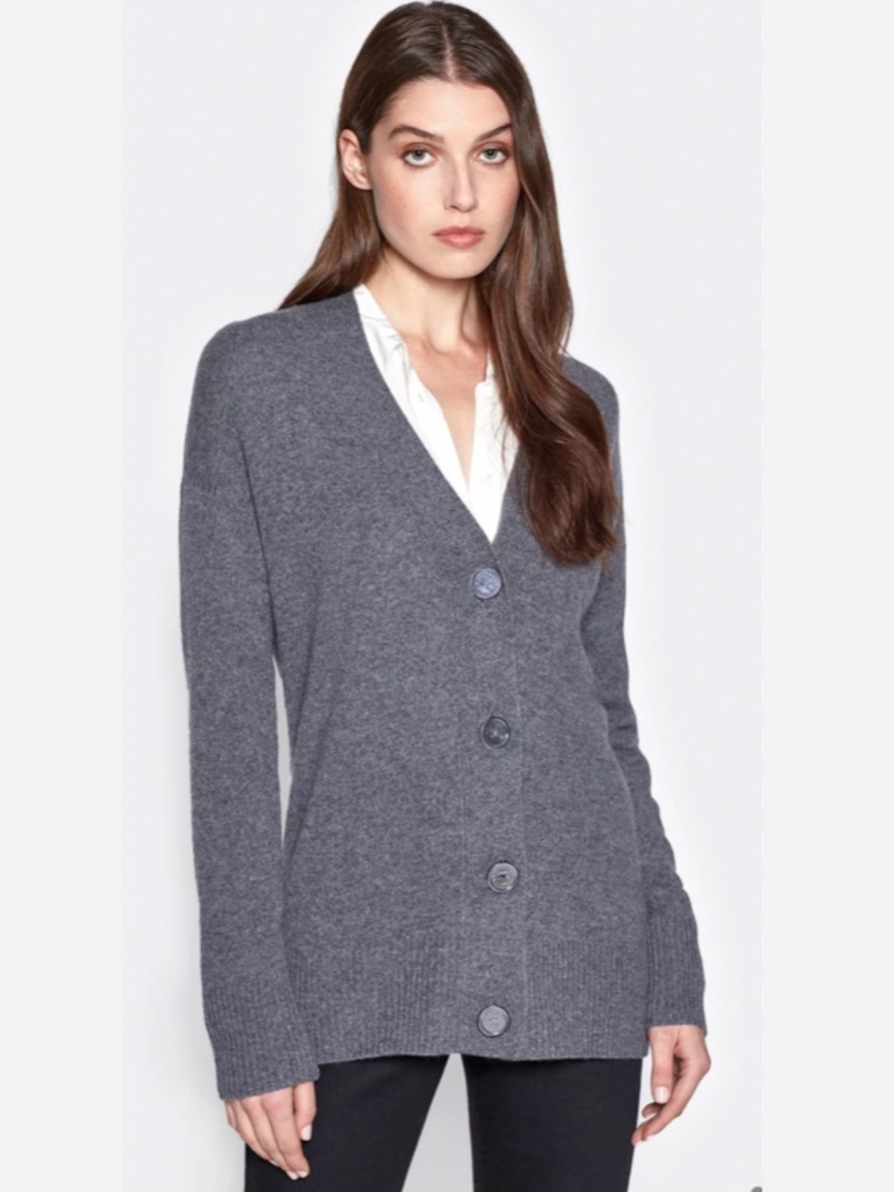 Equipment Elder Cashmere Cardigan Sweater In Heather Grey Size Medium